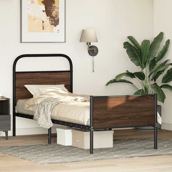 vidaXL Estructura de cama sin colch&oacute;n 75x190 cm madera marr&oacute;n roble