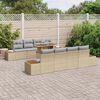 vidaXL Conjunto de sof&aacute; de jard&iacute;n con coj&iacute;n 9 pcs Beige Polirat&aacute;n