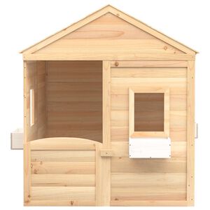 vidaXL Casa de juegos con puerta con cierre y macetas madera abeto