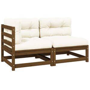 vidaXL Set de muebles de jard&iacute;n 2 pzas cojines madera pino marr&oacute;n miel