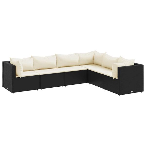 vidaXL Set muebles de jardín 6 piezas y cojines ratán sintético negro