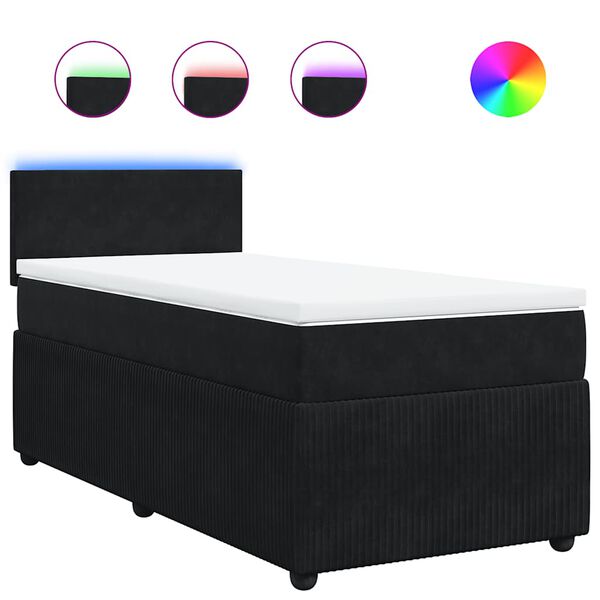 vidaXL Cama box spring con colch&oacute;n terciopelo negro 100x200 cm
