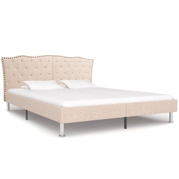 vidaXL Estructura de cama de tela beige 160x200 cm