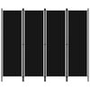vidaXL Biombo divisor de 4 paneles negro 200x180 cm