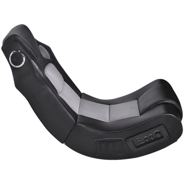 vidaXL Mecedora con m&uacute;sica de cuero sint&eacute;tico negro y gris