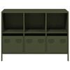 vidaXL Aparador de acero laminado en fr&iacute;o verde oliva 101,5x39x73,5 cm