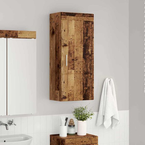 vidaXL Armario de pared para ba&ntilde;o TULUM Madera vieja 37 x 24,5 x 86 cm