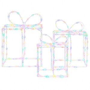vidaXL Cajas de regalo de Navidad con luces LOVIISA 3 uds. 360 LED