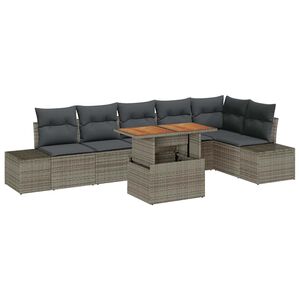 vidaXL Conjunto de sof&aacute;s de jard&iacute;n 7 uds. Gris y marr&oacute;n
