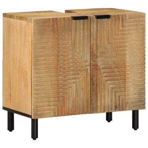 vidaXL Armario de lavabo de ba&ntilde;o madera maciza mango marr&oacute;n 62x33x58cm