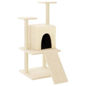 vidaXL Rascador para gatos con postes de sisal color crema 110 cm
