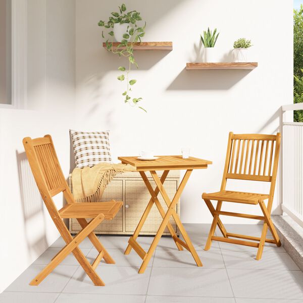 vidaXL Juego Bistro de Jardín 3 pcs Marrón Madera de Acacia Sólida