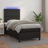 vidaXL Cama box spring y colch&oacute;n LED cuero sint&eacute;tico negro 90x200 cm