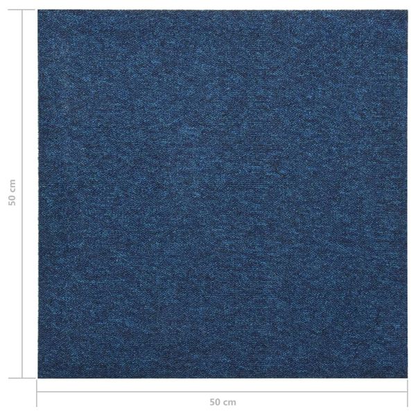 vidaXL Baldosas de suelo de moqueta 20 uds 5 m² 50x50 cm azul oscuro
