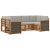 vidaXL Conjunto de sof&aacute;s de exterior 5 uds. Natural y Gris Claro