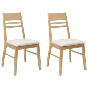vidaXL Sillas de comedor 2 uds. Madera de Caucho S&oacute;lido Natural