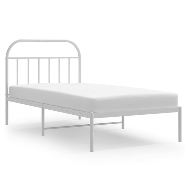 vidaXL Estructura cama sin colch&oacute;n con cabecero metal blanco 107x203cm