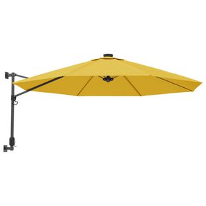 vidaXL Sombrilla de pared con LED amarillo 290 cm