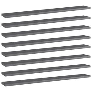 vidaXL Estante estanter&iacute;a 8 uds contrachapada gris brillo 80x10x1,5 cm