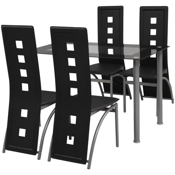 vidaXL Conjunto de comedor de cinco piezas negro