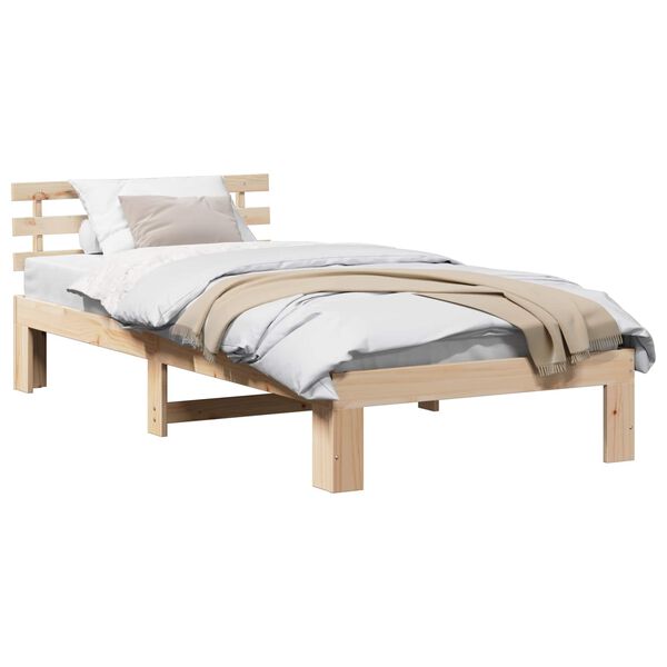 vidaXL Estructura de cama Natural 90 x 190 cm Madera de pino macizo