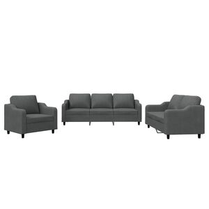 vidaXL Juego de sof&aacute;s con cojines 3 piezas tela gris oscuro
