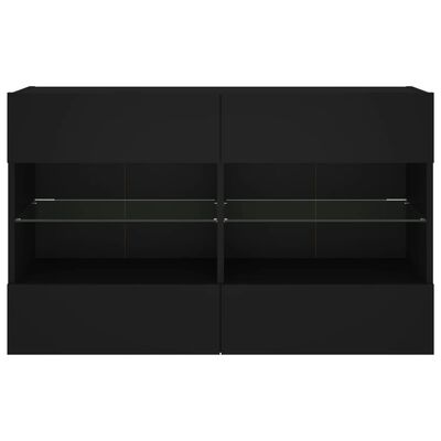 vidaXL Mueble de TV de pared con luces LED negro 98,5x30x60,5 cm