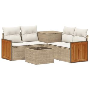 vidaXL Juego de Sof&aacute; 6 uds. Beige y blanco crema