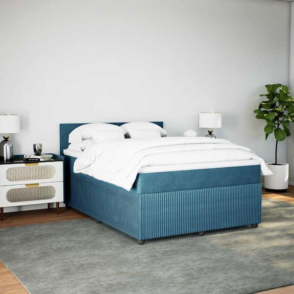 vidaXL Cama box spring con colch&oacute;n terciopelo azul 160x200 cm