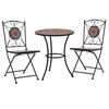vidaXL Set mesa y sillas bistr&oacute; 3 piezas mosaico cer&aacute;mica naranja/gris