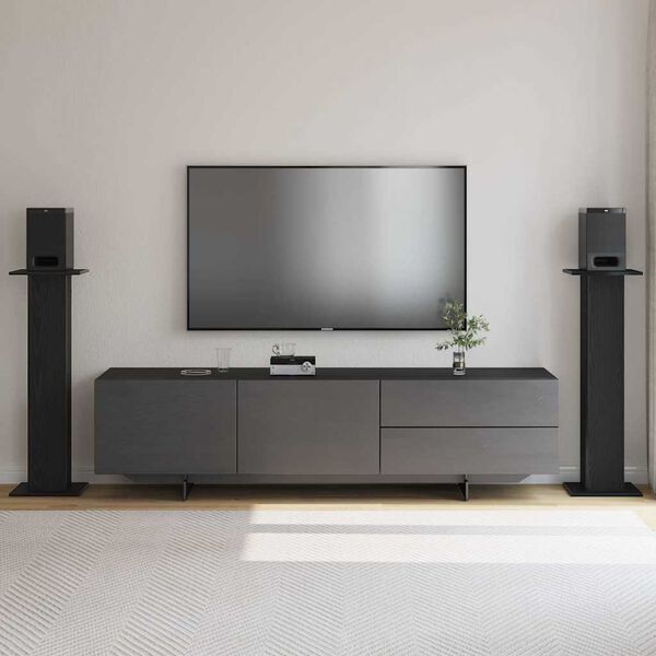 vidaXL Soportes para Altavoces 2 pcs Roble Negro 30 x 30 x 95 cm