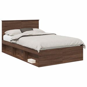 vidaXL Estructura de cama con cabecera Roble Marr&oacute;n 120 x 200 cm