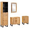 vidaXL Juegos de Ba&ntilde;o 4 uds. Natural Madera de mango maciza