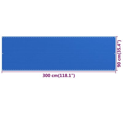 vidaXL Toldo para balcón HDPE azul 90x300 cm