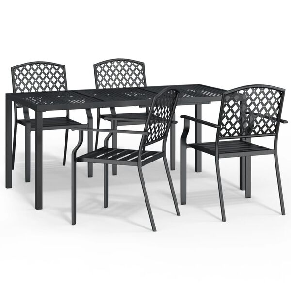 vidaXL Juego de comedor de jard&iacute;n 5 piezas acero gris antracita
