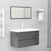 vidaXL Juego de muebles de ba&ntilde;o madera de ingenier&iacute;a gris brillo