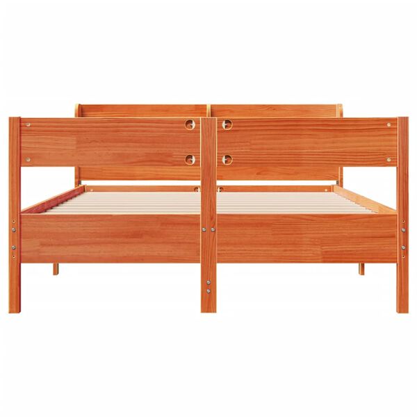 vidaXL Cama sin colch&oacute;n madera maciza de pino marr&oacute;n cera 160x200 cm