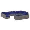 vidaXL Set de muebles de jard&iacute;n 13 pzas y cojines rat&aacute;n sint&eacute;tico gris