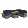vidaXL Set de sof&aacute;s de jard&iacute;n con cojines 9 pzas rat&aacute;n sint&eacute;tico gris