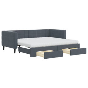 vidaXL Sof&aacute; cama nido con cajones terciopelo gris oscuro 90x190 cm