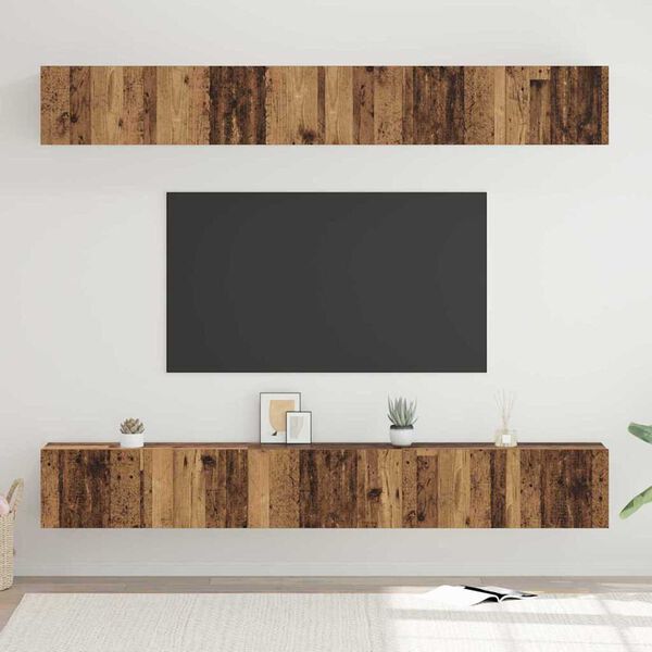 vidaXL Conjunto de mueble de TV Montaje en la pared 6 pcs Madera vieja