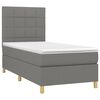 vidaXL Cama box spring colch&oacute;n y luces LED tela gris oscuro 90x200 cm