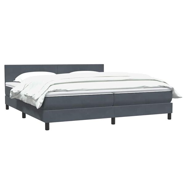 vidaXL Cama box spring con colch&oacute;n terciopelo gris oscuro 180x210 cm