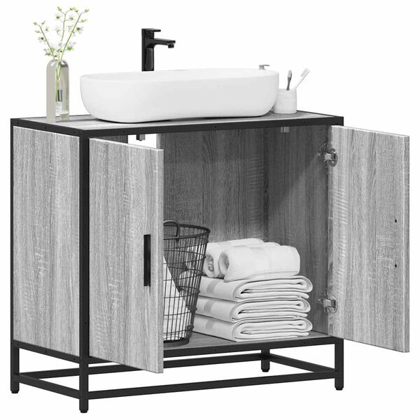 vidaXL Mueble lavabo ba&ntilde;o madera contrachapada sonoma gris 65x33x60 cm