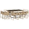 vidaXL Set comedor de jard&iacute;n 11 pzas con cojines rat&aacute;n sint&eacute;tico beige