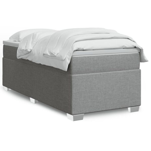 vidaXL Cama box spring con colch&oacute;n tela gris claro 90x190 cm