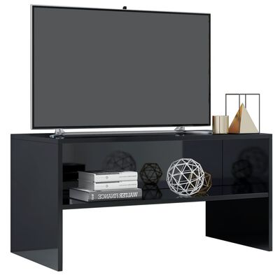 vidaXL Mueble de TV madera contrachapada negro brillante 80x40x40 cm