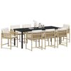 vidaXL Conjunto de Comedor de Jard&iacute;n 9 pcs Beige rat&aacute;n sint&eacute;tico