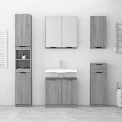 vidaXL Set de muebles de baño 5 pzas madera contrachapada gris sonoma