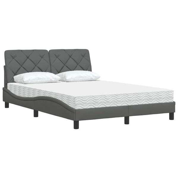 vidaXL Cama con colch&oacute;n tela gris oscuro 120x200 cm